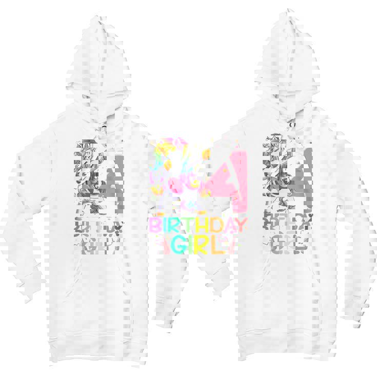 Kids 4 Year Old Dabbing Unicorn 4Th Birthday Girl Kids Girls Youth Hoodie