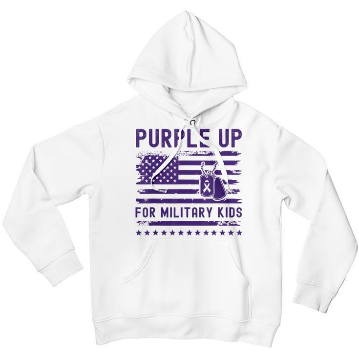 Purple Up For Military Kids Military Child Month Heart Youth Hoodie