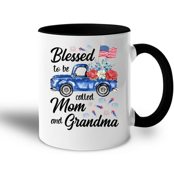 4Th July American Flag Patriotic Blessed Mom Grandma Gift For Women Accent Mug