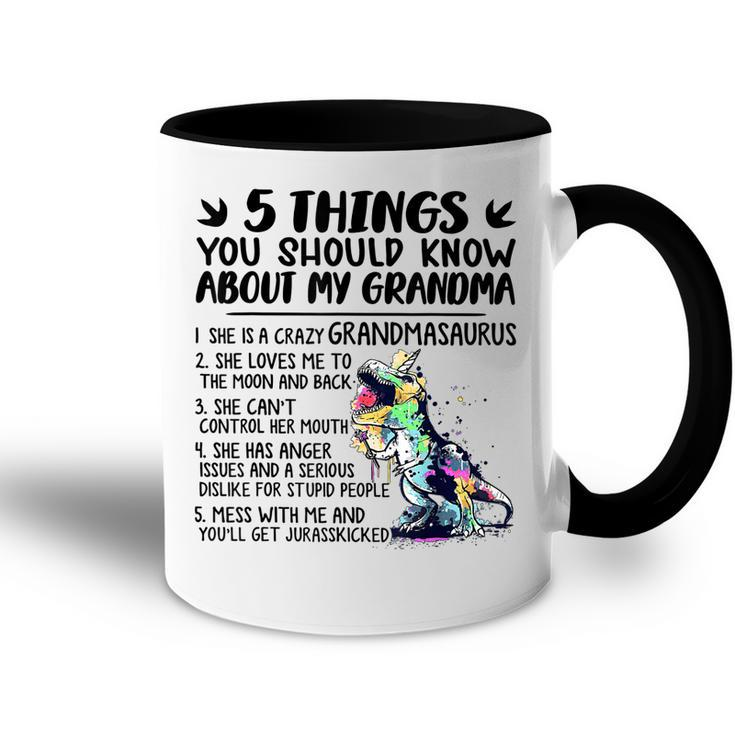 5 Things You Should Know About My Grandma Tie Dye Dinosaur Accent Mug