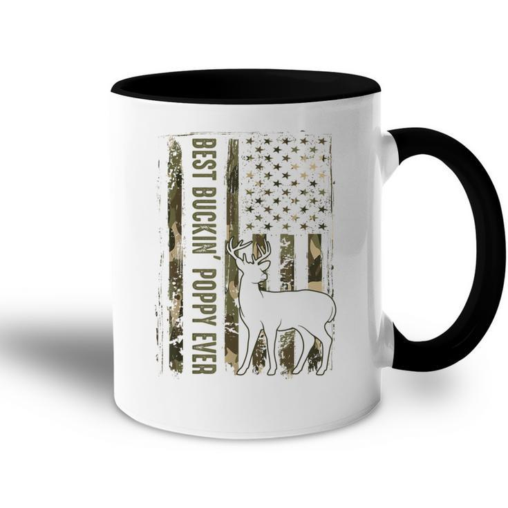 Best Buckin Poppy Ever American Flag Camo Deer Hunting Gift For Mens Accent Mug