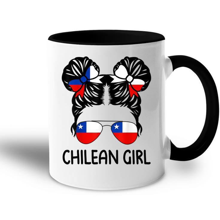 Chilean Girl Messy Hair Chile Pride Patriotic Womens Kids Accent Mug