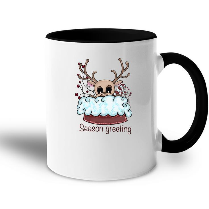 Christmas Cute Reindeer Season Greeting Accent Mug