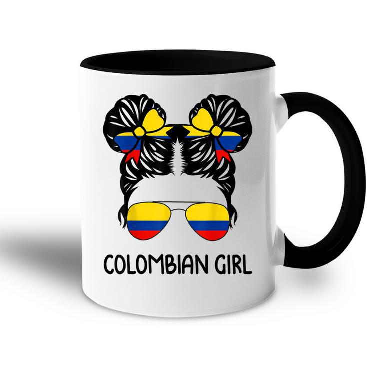 Colombian Girl Messy Hair Patriotic Colombia Pride Womens Accent Mug