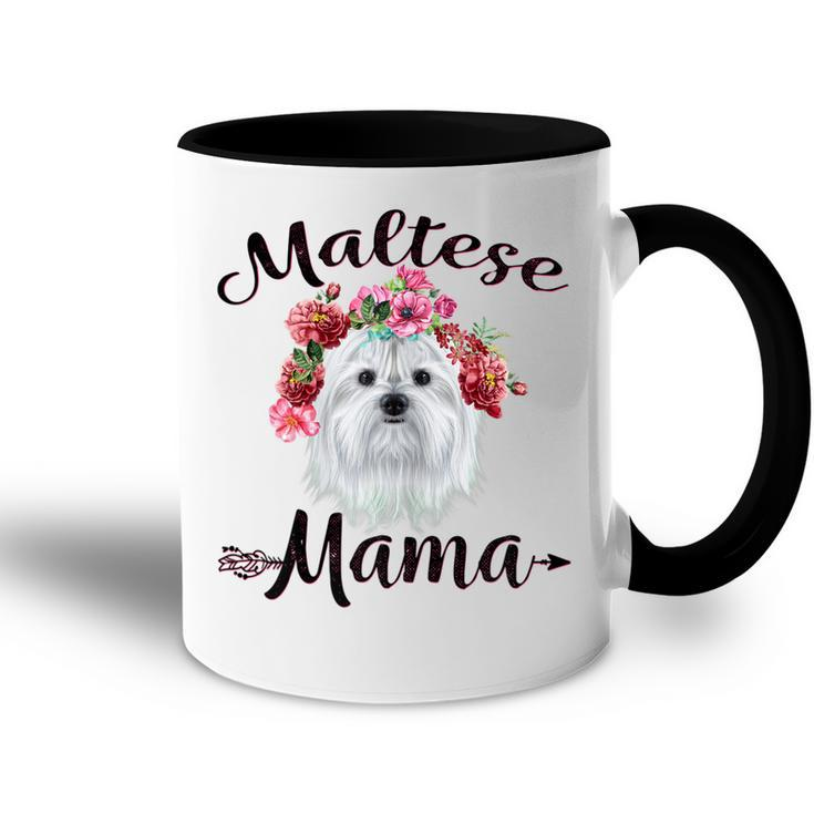 Cute Maltese Mama Flower  Dog Lover Gifts Gift For Womens Accent Mug