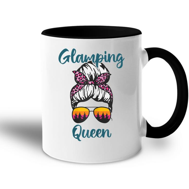 Funny Camping Hair Messy Bun Outdoor Glamping Queen Gift For Womens Accent Mug