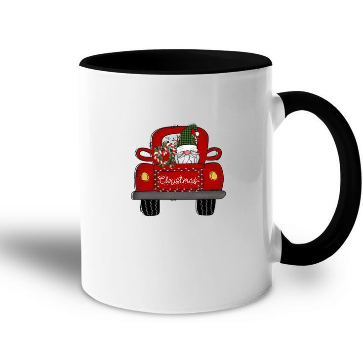 Funny Christmas Gnomes Red Truck Accent Mug