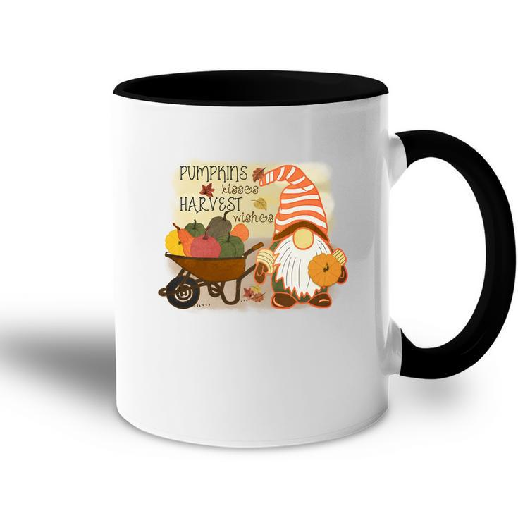 Funny Fall Gnomes Pumpkin Kisses And Harvest Wishes Accent Mug