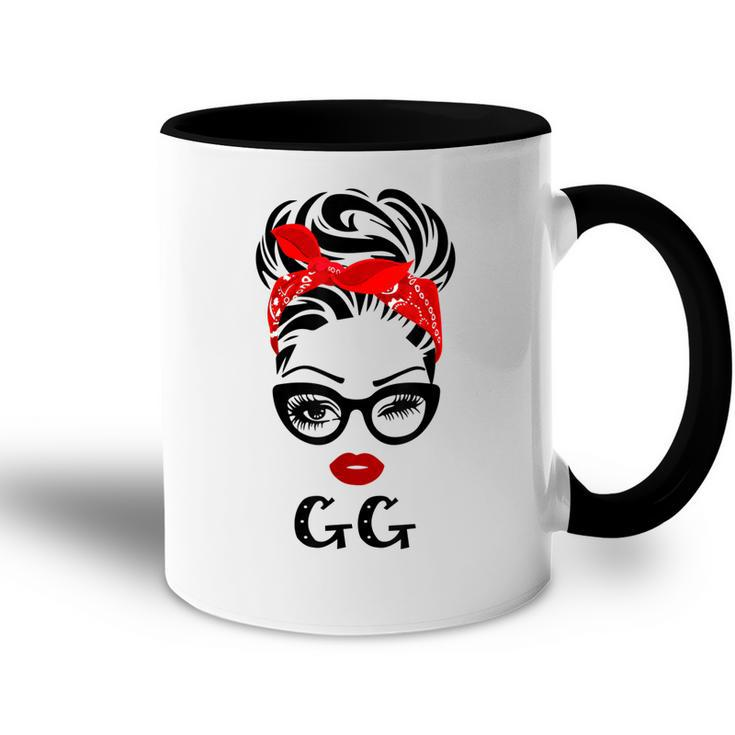 Gg Wink Eye Woman Face Gift For Gg Grandma Gift For Womens Accent Mug