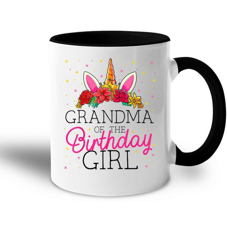 Grandma Of The Birthday Girl Grandmother Unicorn Birthday Accent Mug
