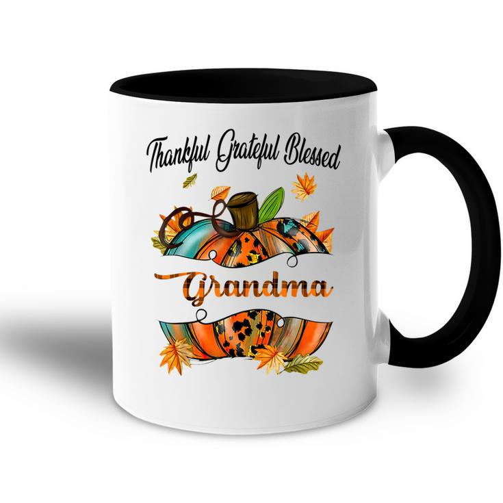 Grandma Pumpkin Leopard Mimi Thankful Grateful Blessed Accent Mug