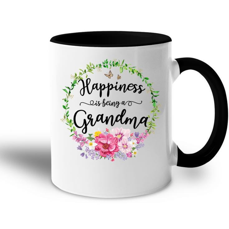 Happiness Is Being A Grandma Women Flower Decor Grandma Accent Mug