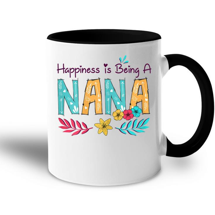 Happiness Is Being A Nana Mothers Day Gift Grandma Gift For Womens Accent Mug