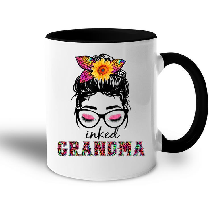 Inked Grandma Messy Bun Mom Life Leopard Mom Accent Mug