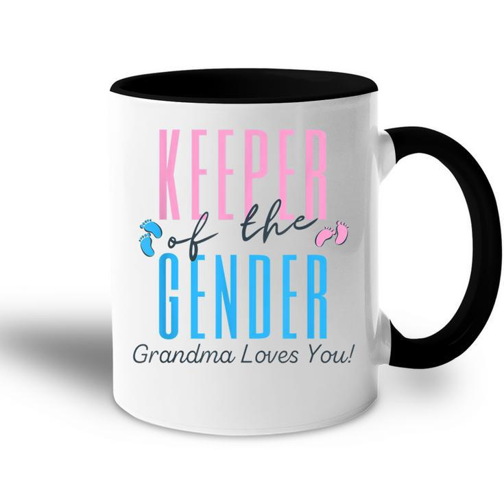 Keeper Of The Gender Grandma Loves You Baby Announcement Accent Mug
