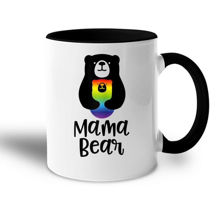 Lgbt Mom Mama Bear Mothers Gift Rainbow Gift For Womens Accent Mug