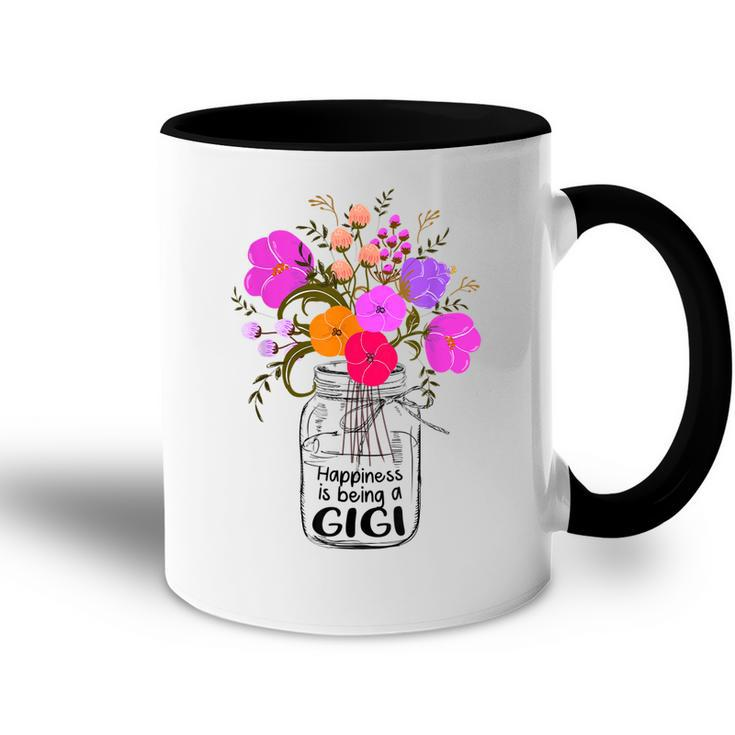 Mom Grandma Floral Gift Happiness Is Being A Gigi Gift For Women Accent Mug