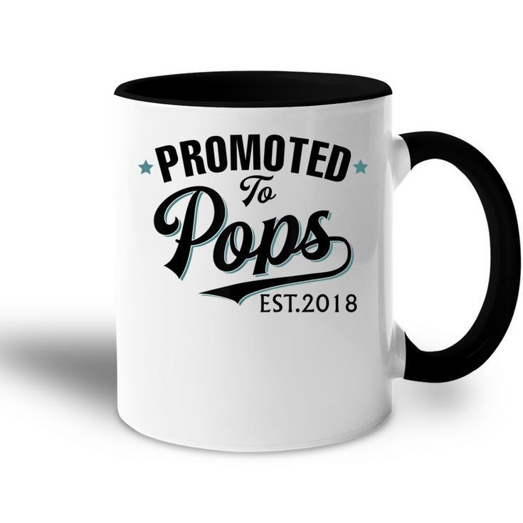 Promoted To Pops Est 2018 New Grandpa Accent Mug