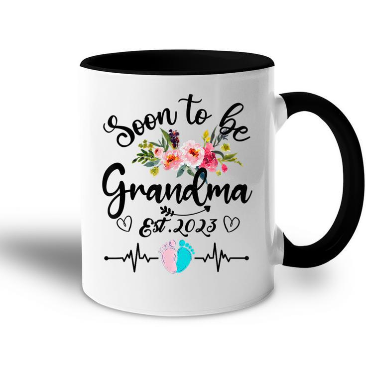 Soon To Be Grandma Est 2023 Pregnancy Announcement Floral Accent Mug