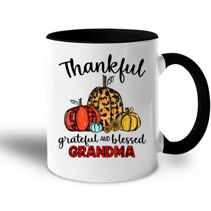 Thankful Grateful Blessed Grandma Pumpkin Leopard Plaid Gift Accent Mug