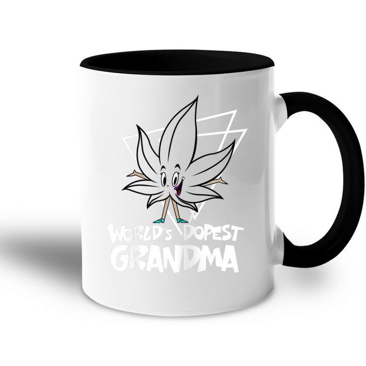Worlds Dopest Grandma Funny Vintage Weed And Cannabis Gift Gift For Womens Accent Mug