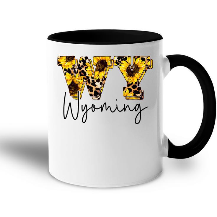 Wyoming Sunflower Leopard Print Gift Gift For Womens Accent Mug