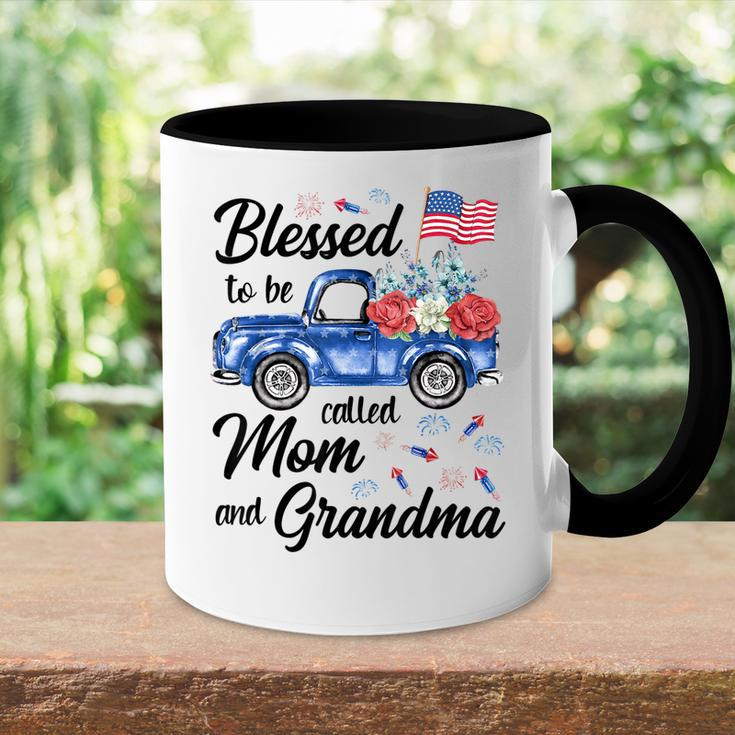 4Th July American Flag Patriotic Blessed Mom Grandma Gift For Women Accent Mug