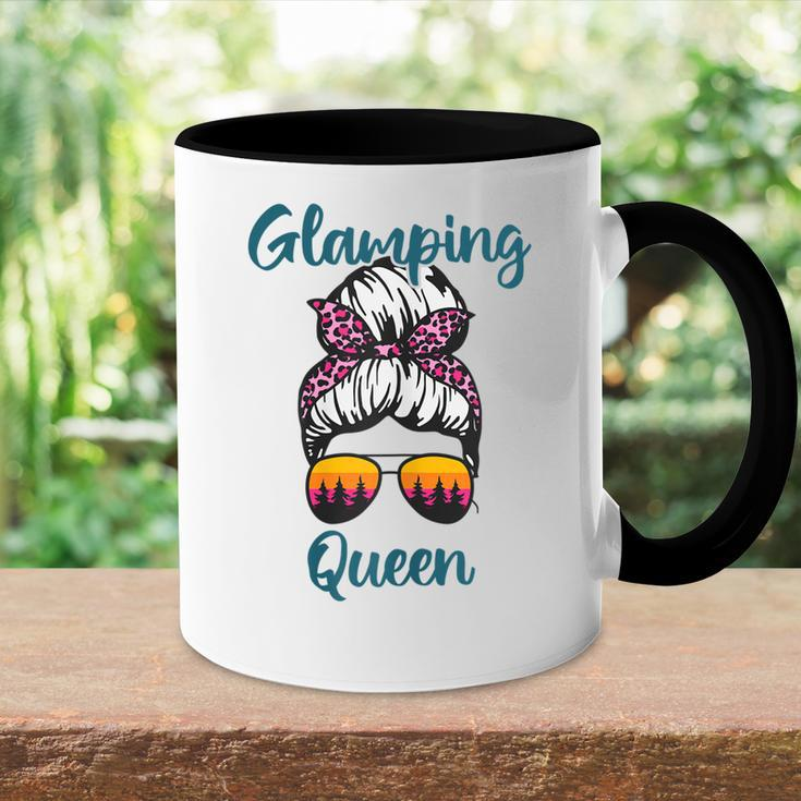 Funny Camping Hair Messy Bun Outdoor Glamping Queen Gift For Womens Accent Mug