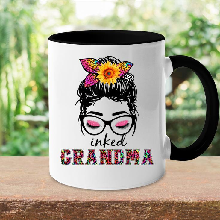 Inked Grandma Messy Bun Mom Life Leopard Mom Accent Mug