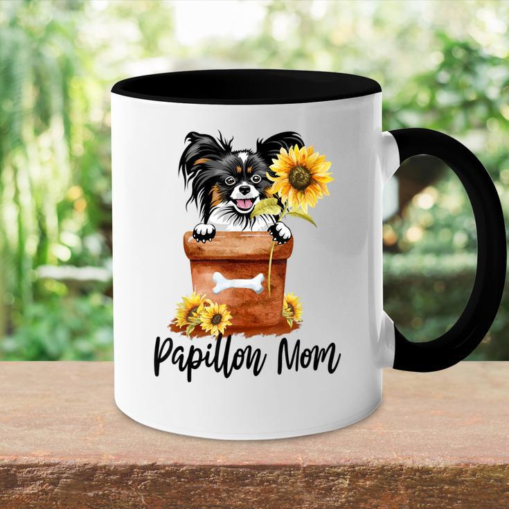 Sunflower Papillon Mom Dog Lover Gifts Gift For Womens Accent Mug