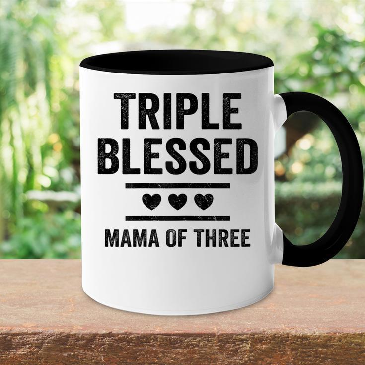Triple Blessed Mama Of Three Boys Girls Kids Blessed Mom Gift For Womens Accent Mug