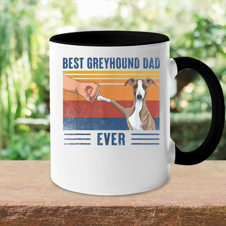 Vintage Best Greyhound Dad Ever Fist Bump Retro Dog Lover Gift For Mens Accent Mug