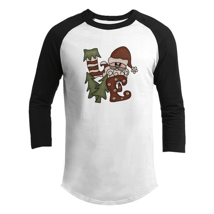 Cute Christmas Santa Love Youth Raglan Shirt