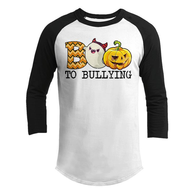 Boo Anti Bullying Funny Halloween Orange Unity Day Boy Girls Youth Raglan Shirt