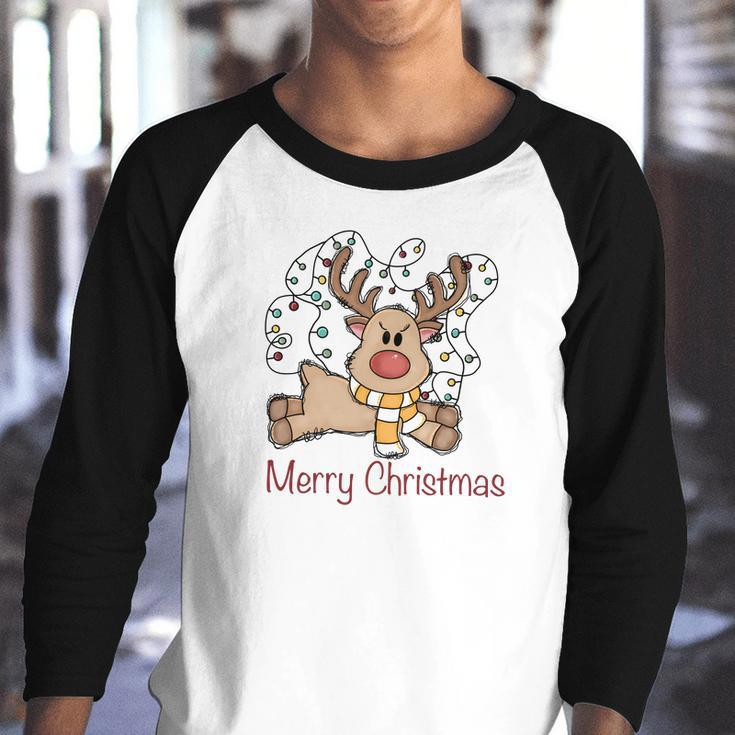 Christmas Deer Merry Christmas Youth Raglan Shirt