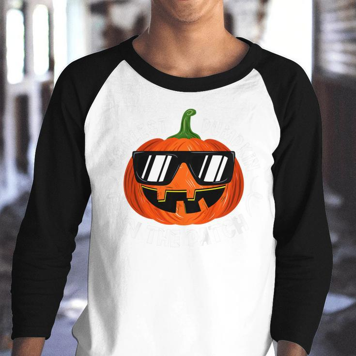 Kids Coolest Pumpkin In The Patch Toddler Boy Girl Halloween Kids Youth Raglan Shirt