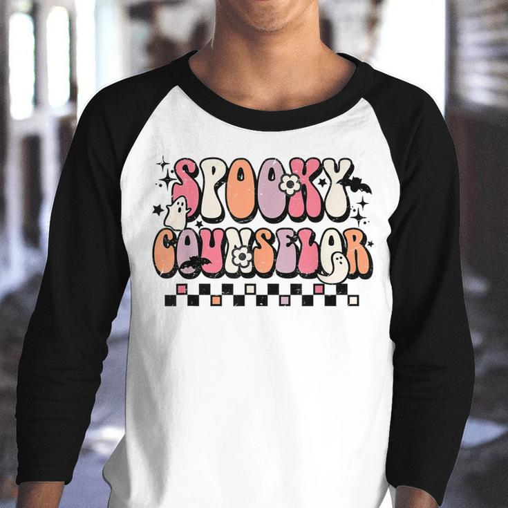 Retro Spooky Counselor Halloween School Counselor Life Youth Raglan Shirt