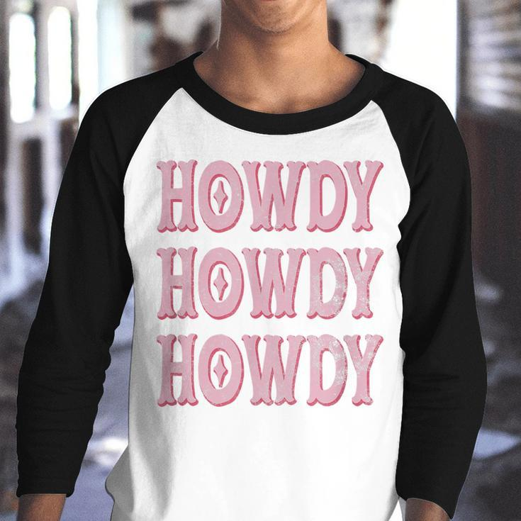 Vintage White Howdy Rodeo Retro Cowgirl & Cowboy Texas Gifts Youth Raglan Shirt
