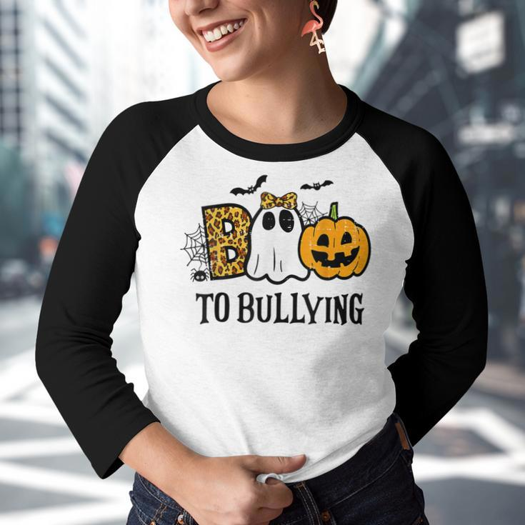 Boo To Bullying Halloween Orange Anti Bully Unity Day Kids Youth Raglan Shirt