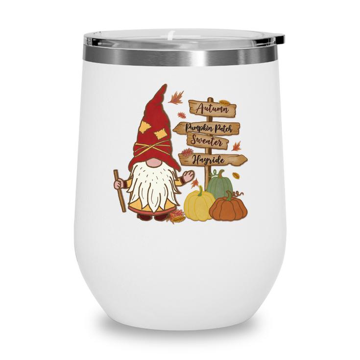 Funny Gnomes Family Pumpkin Patch Wine Tumbler