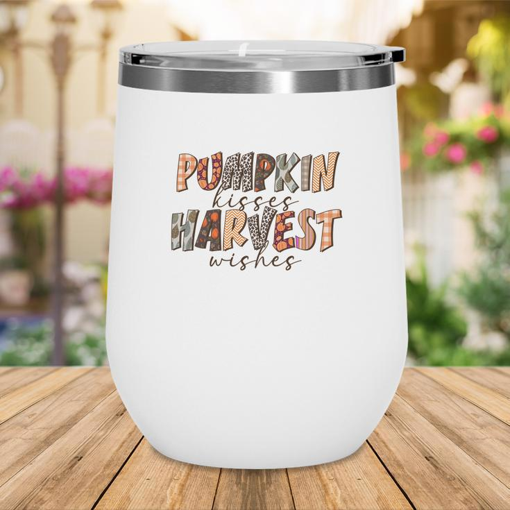 Funny Fall Pumpkin Kisses And Harvest Wishes Wine Tumbler