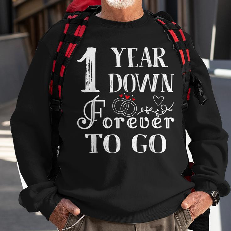 1 Year Down Forever To Go Couple 1St Wedding Anniversary Sweatshirt Gifts for Old Men