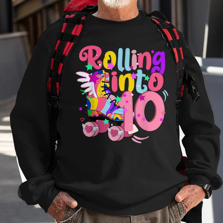 10 Years Old Birthday Rolling Into 10 Years Roller Skates Sweatshirt Gifts for Old Men