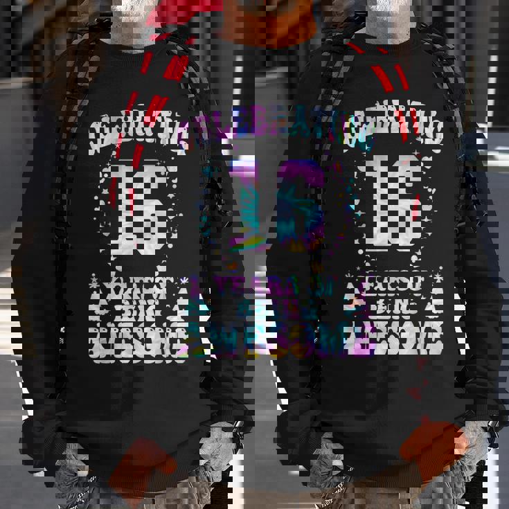 16 Years Of Being Awesome 16 Years Old Tie Dye 16Th Birthday Sweatshirt Gifts for Old Men