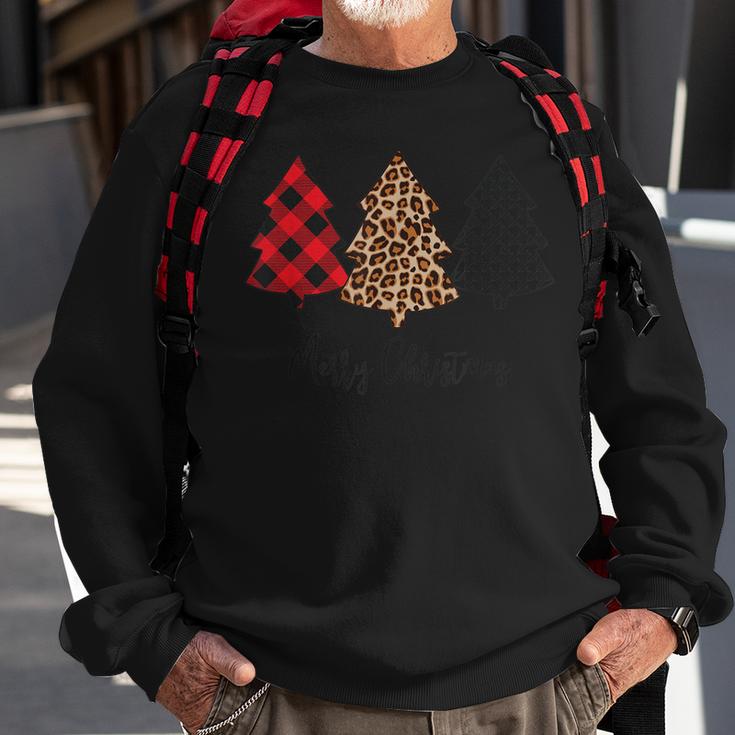 Cute Merry Christmas Tree Plaid And Leopard Top  Men Women Sweatshirt Graphic Print Unisex