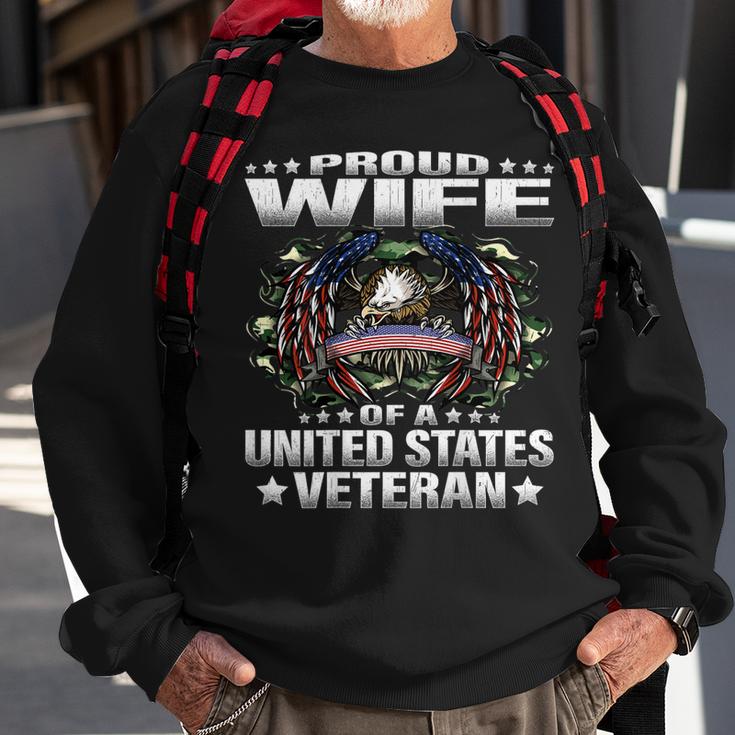 Proud Wife Of A United States Veteran Military Vets Spouse  Men Women Sweatshirt Graphic Print Unisex