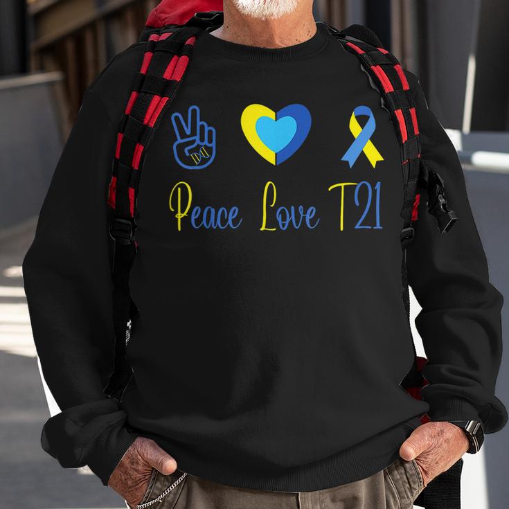 Peace Love T21 Blue Yellow World Down Syndrome Day 2023 Sweatshirt ...