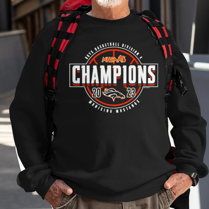 2023 Mhsaa Boys Basketball D4 Champions Munising Mustangs Sweatshirt Gifts for Old Men