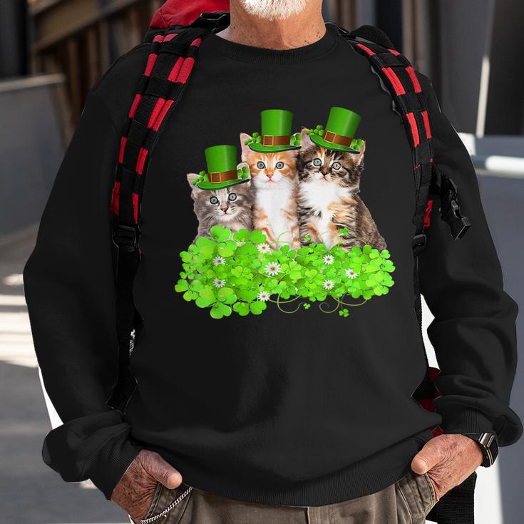 Three Cat St Patricks Day T  Kitty Kitten Lover Irish  Sweatshirt
