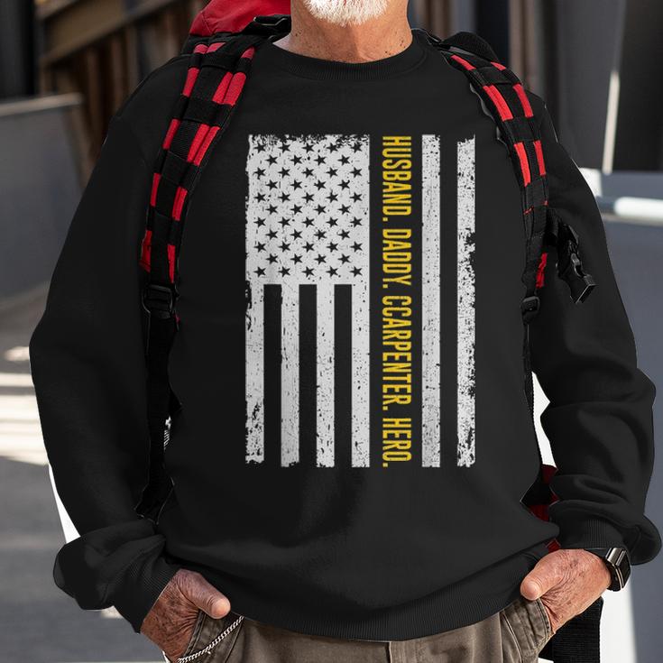 Mens Husband Daddy Carpenter Hero Usa Flag Fathers Day Gifts Sweatshirt